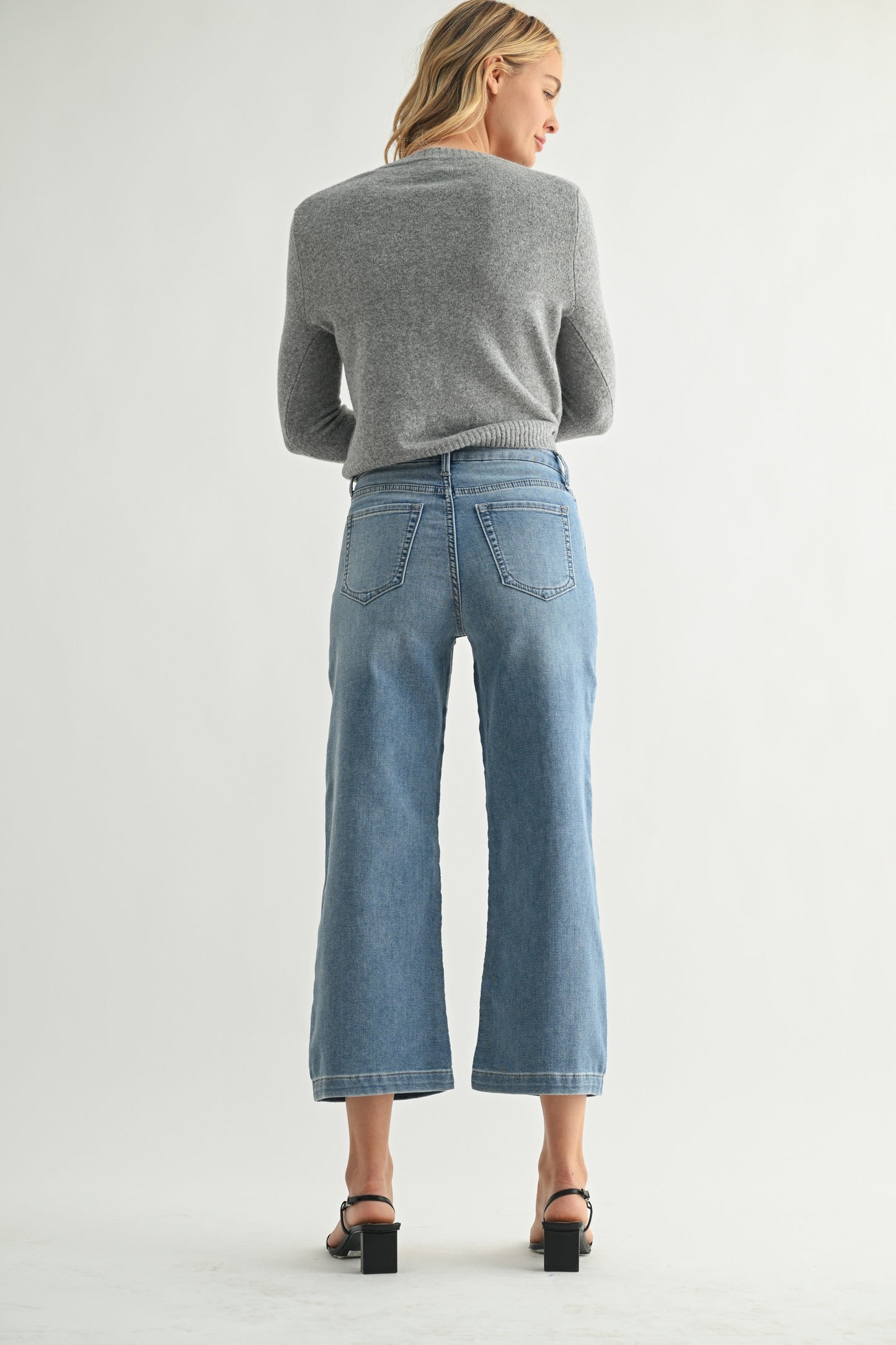 Just Black Denim Cropped Wide Leg Jean