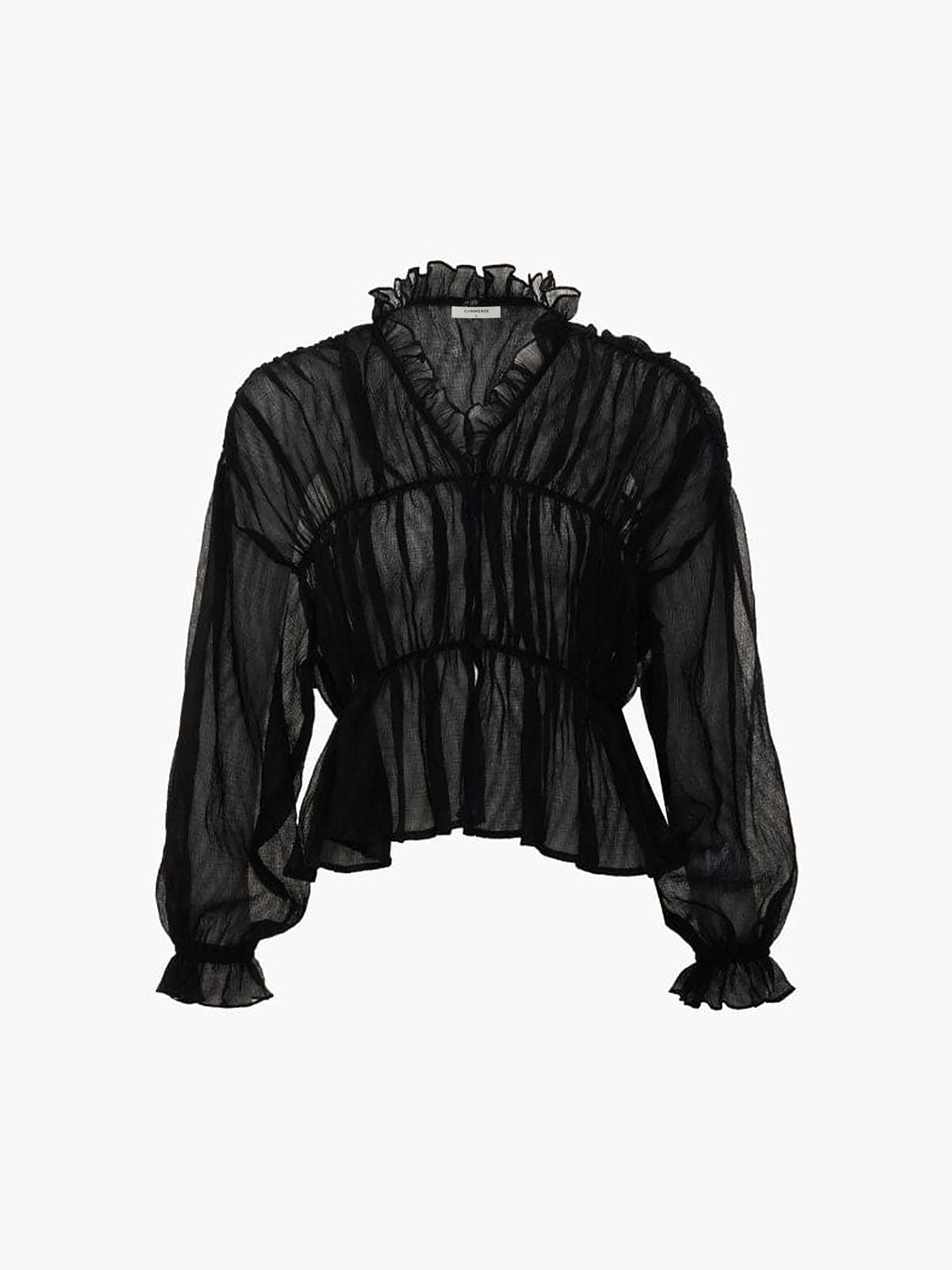 Sheer Chiffon Ruffle Detail Blouse