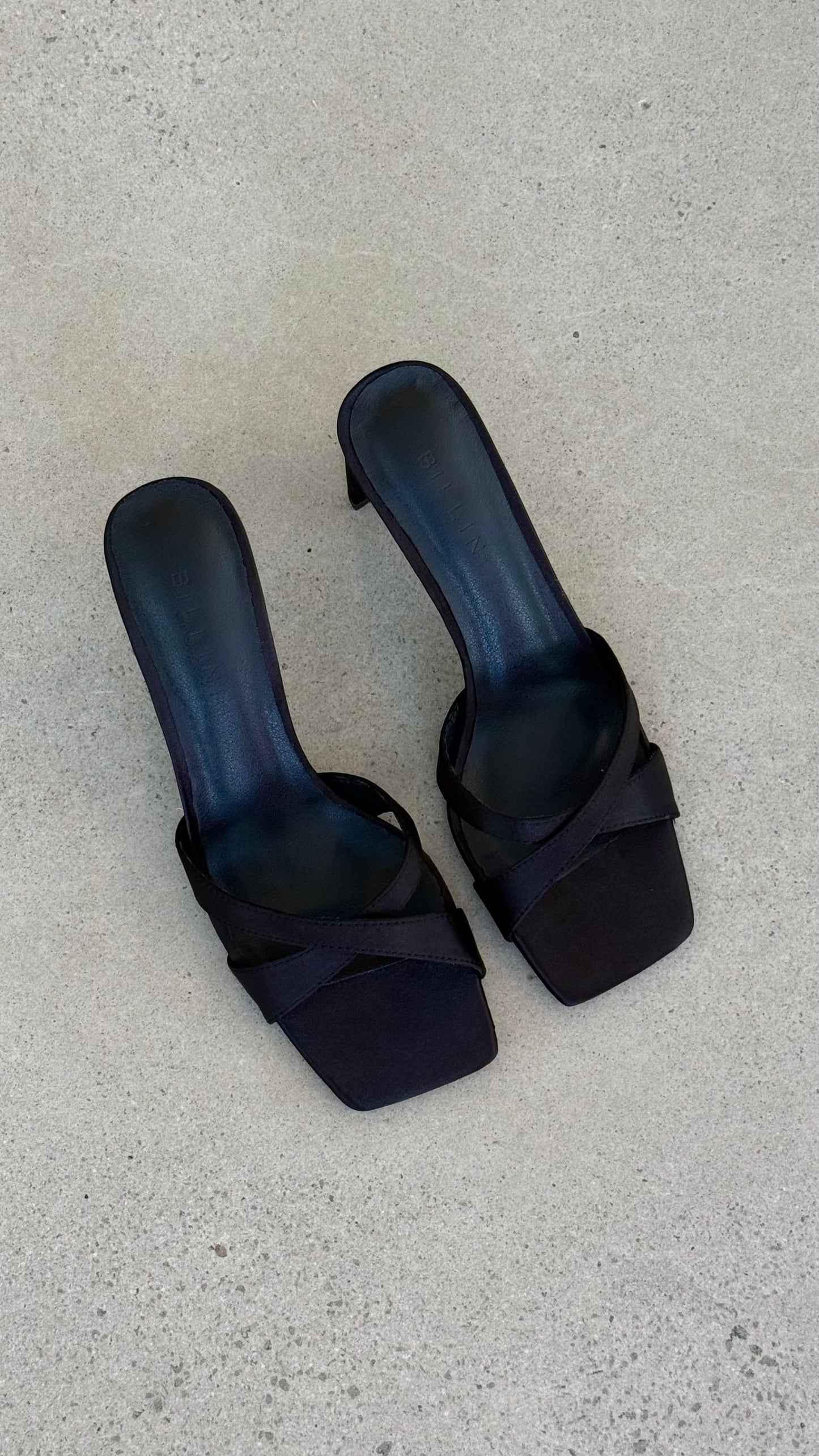 Kelsie Heels - Black Satin