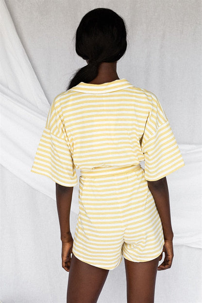 SAMPLE-Comfy Stripe Playsuit - Yellow