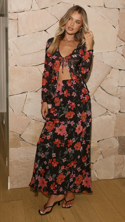 Flo Maxi Skirt - Dark Floral