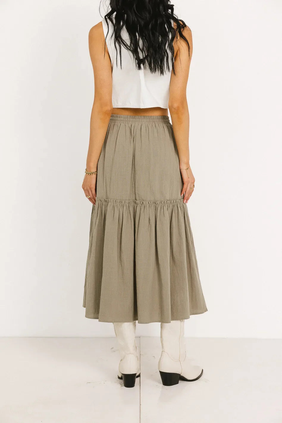 Aspen Midi Skirt in Olive - FINAL SALE