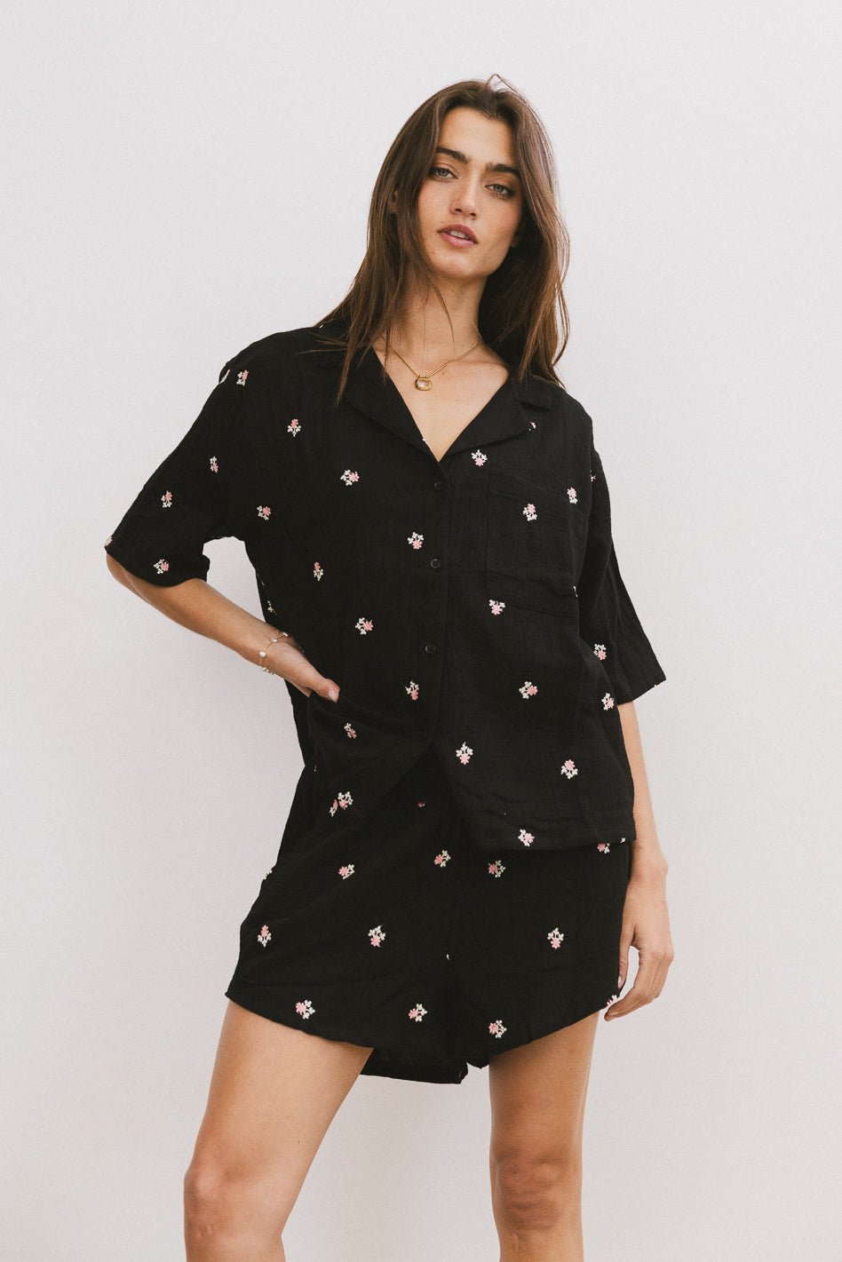 Elia Floral Blouse in Black - FINAL SALE