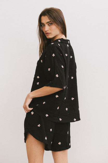 Elia Floral Blouse in Black - FINAL SALE