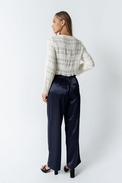 Gemma Satin Wide Leg Pants in Navy - FINAL SALE