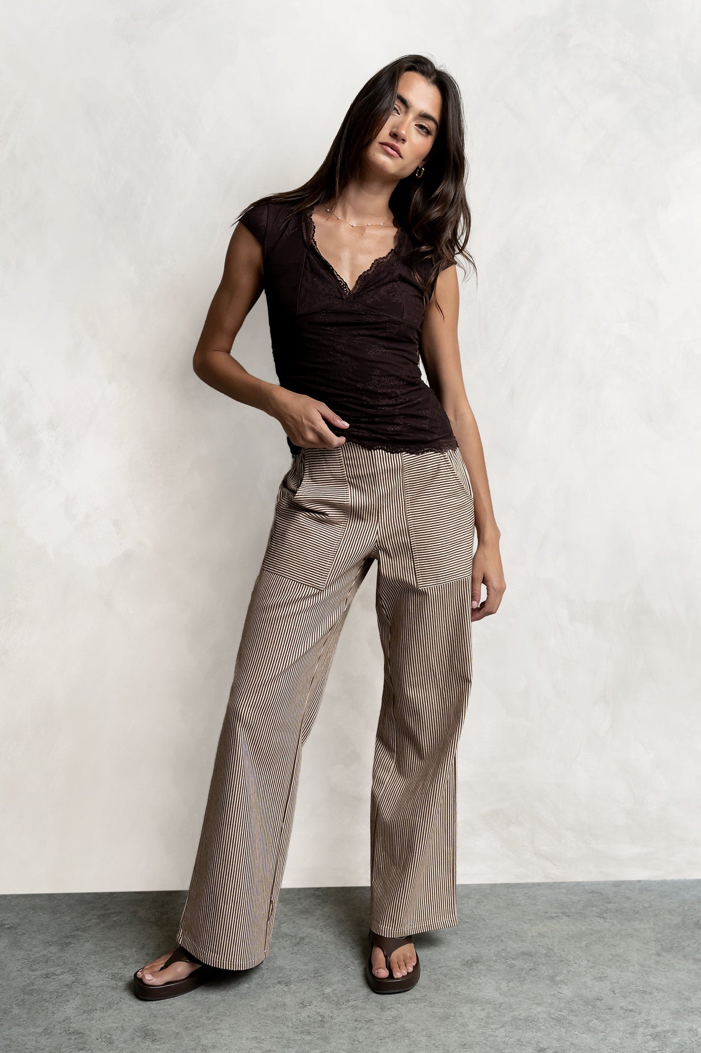 Gretta Striped Pants in Brown