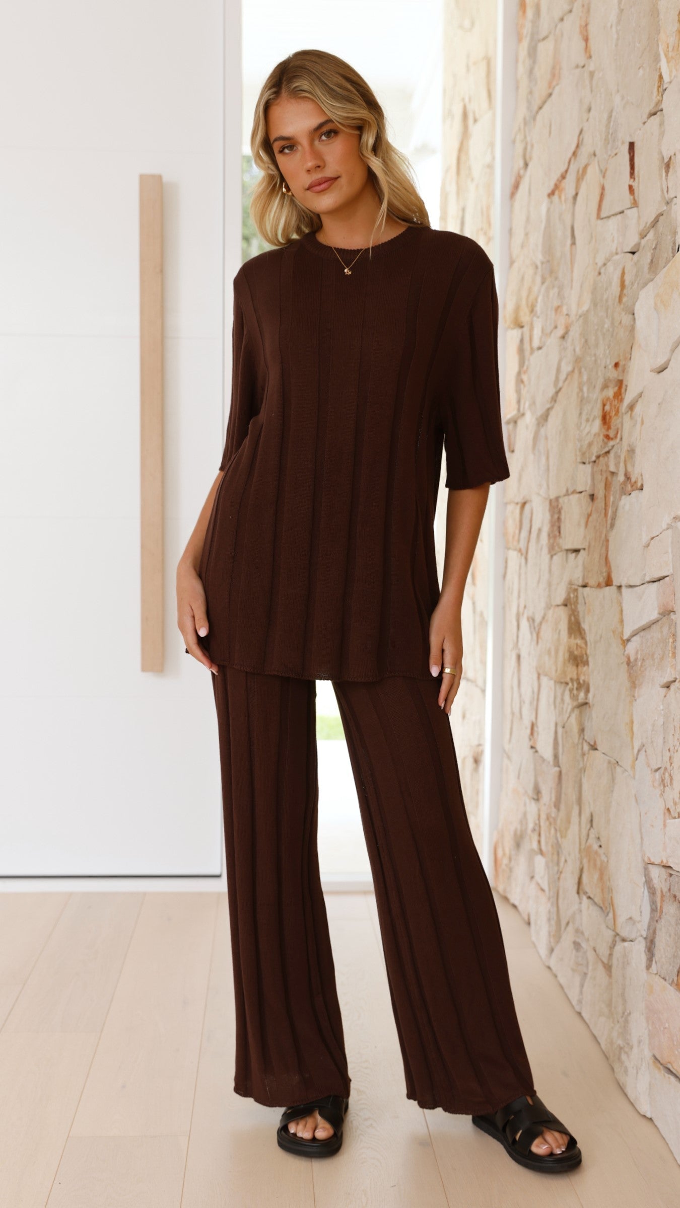 Bayu Knit Pants - Brown