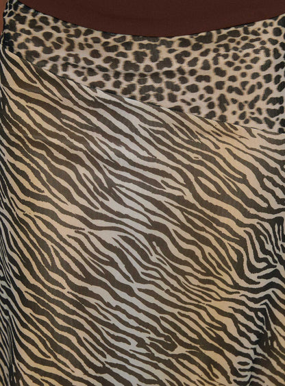 Diora Asymmetrical Midi Skirt Animal Print