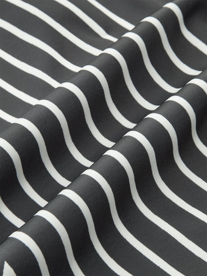 Semi-Sheer Striped Wrap-Front Knotted Top