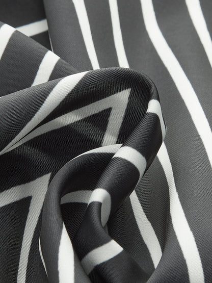 Semi-Sheer Striped Wrap-Front Knotted Top
