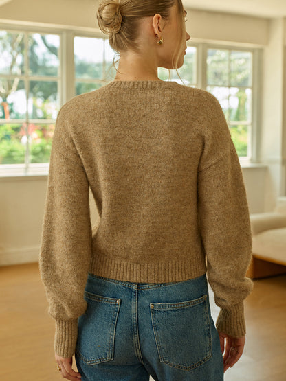 Triangle Button Wool Blend Cardigan