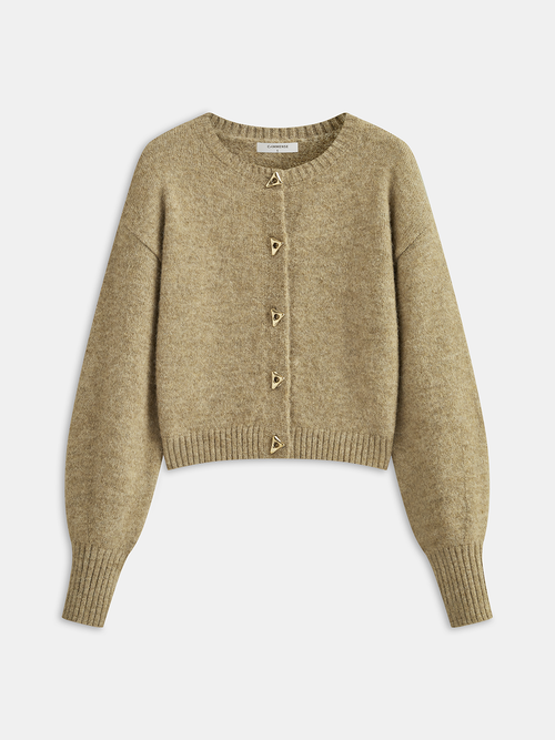 Triangle Button Wool Blend Cardigan