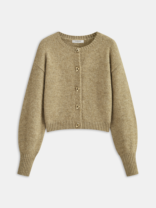 Triangle Button Wool Blend Cardigan