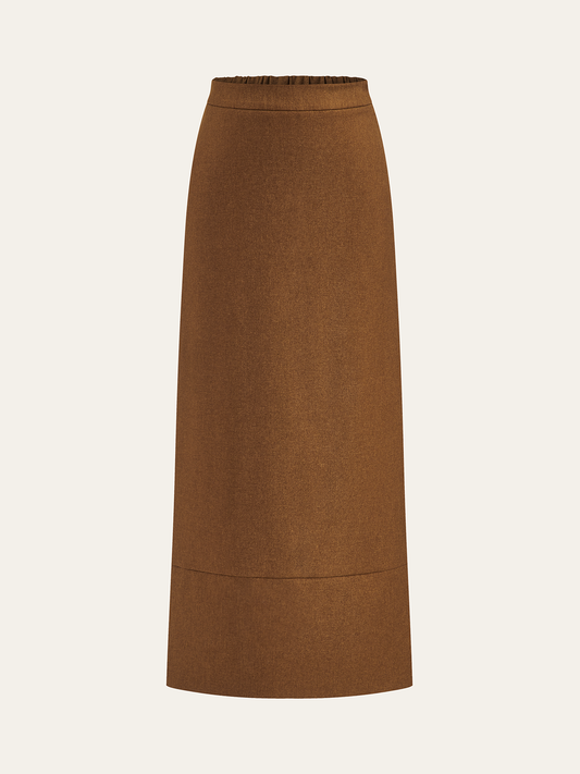 Elastic Waist Slit Maxi Skirt