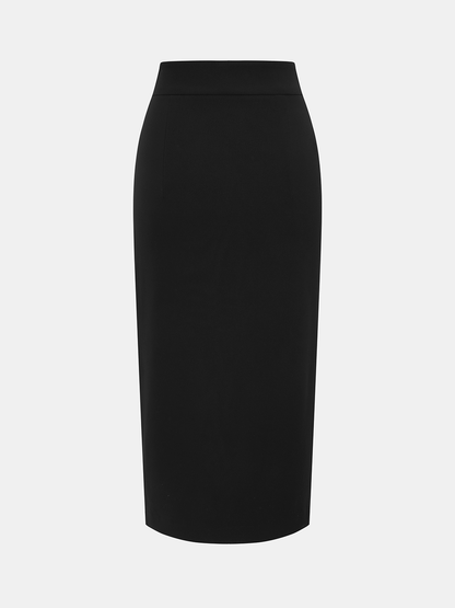 Color Block Metal Detail Midi Skirt