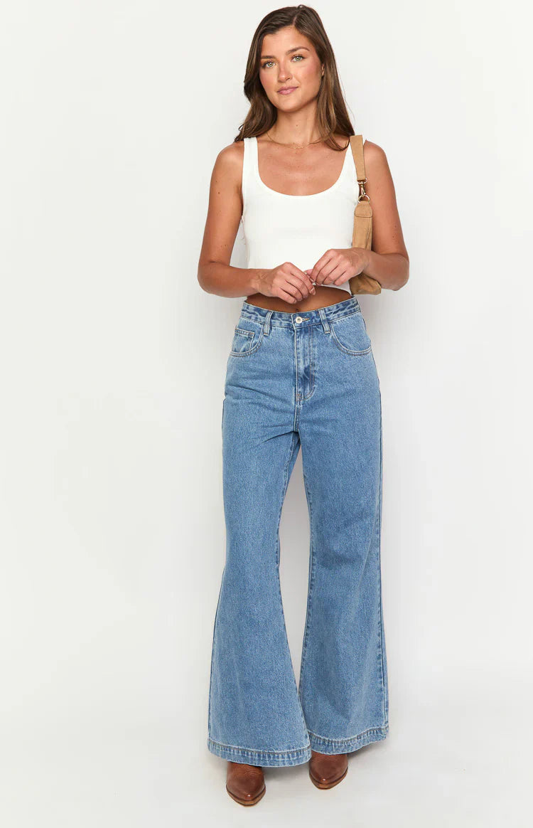 Dandy Mid Wash Denim Flare Jeans