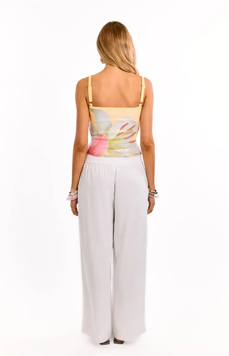 Hadley Yellow Floral Sequin Tank Top