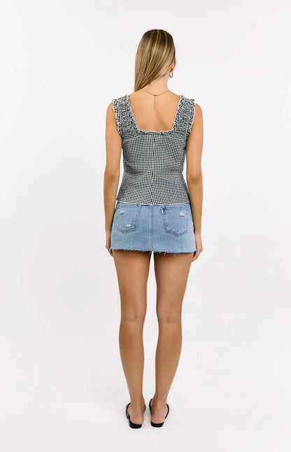 Neevie Black Gingham Tie Top