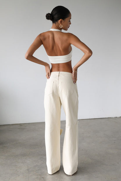 DOGMA Straight Wide Leg Skater Denim Jeans Cream