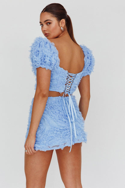 Cielito Embellished Mini Skirt Light blue