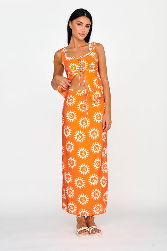 Sun Days Midi Skirt Sun Orange