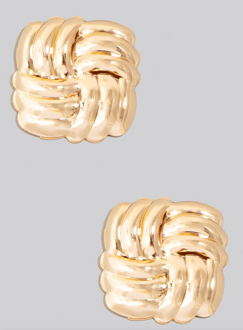 Metallic Square Weave Stud Earrings