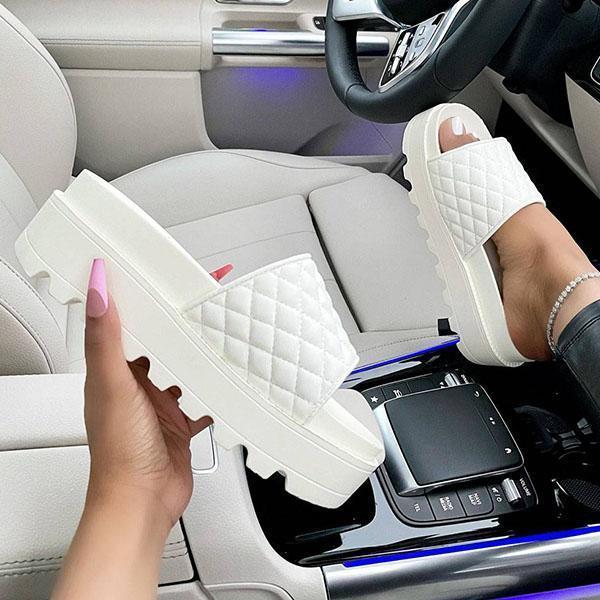 Chic Quilted Stitching Detail Platform Sandals