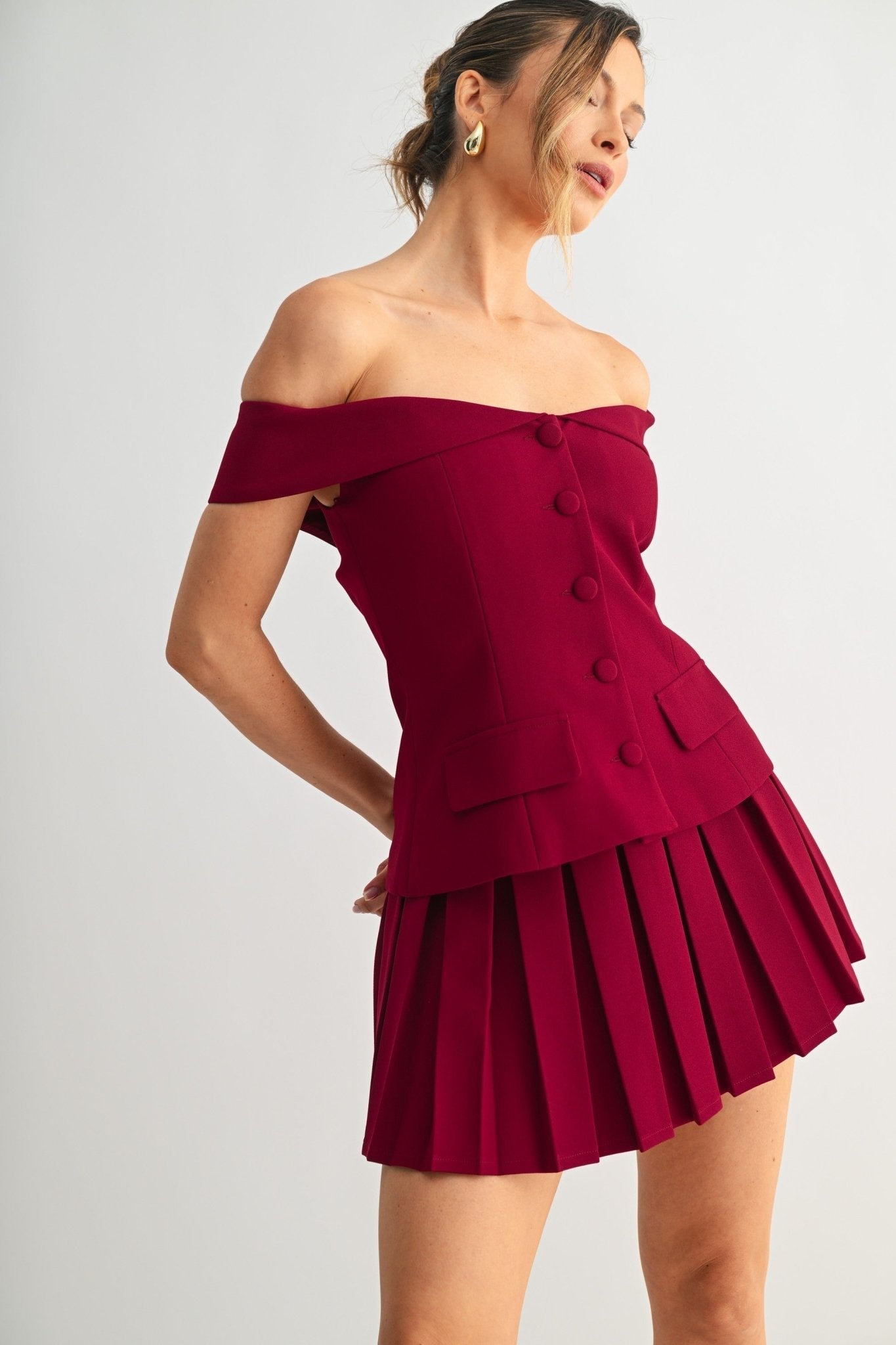 Burgundy Tennis Skirt Set
