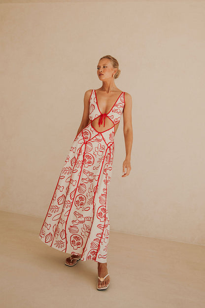 Eliska Dress - Shoreline Red