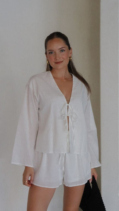 Iveena Top and Shorts Set - White