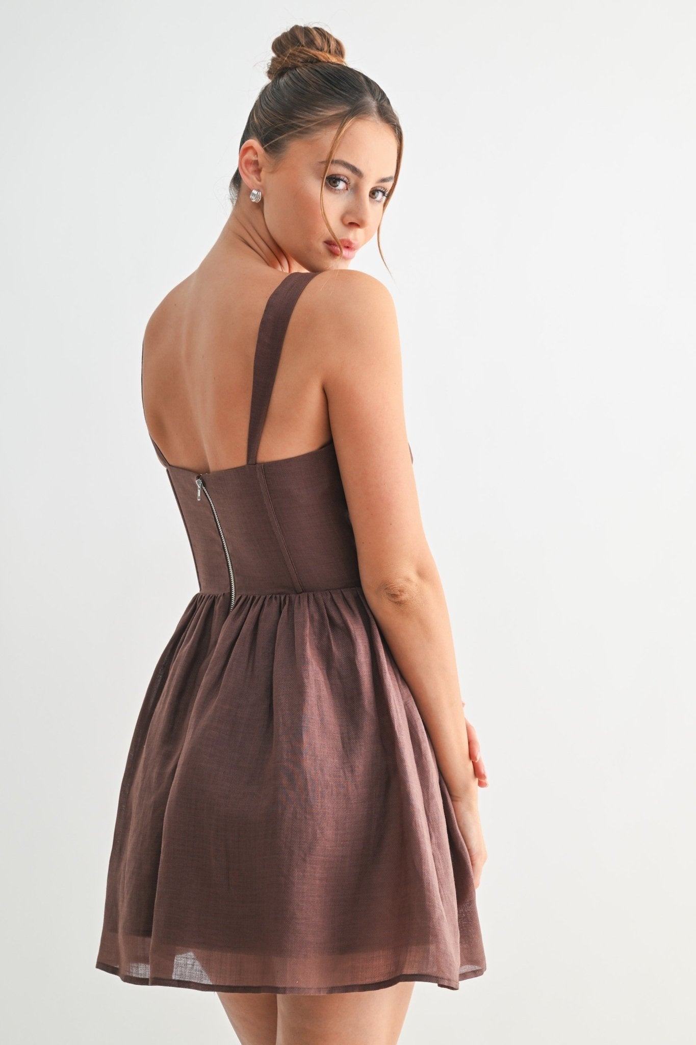 Brown Willow Corset Mini Dress